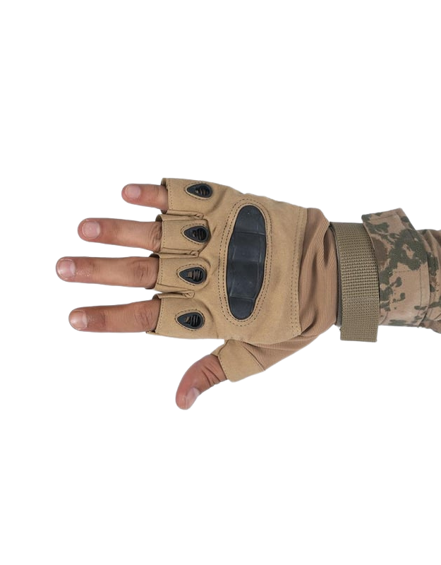 Combat Tactical Outdoor Kesik Parmak Eldiven - Bej