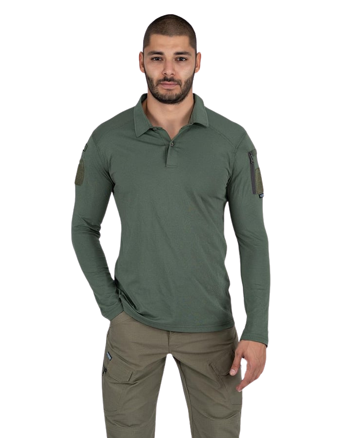 Combat Tactical Polo T-Shirt Uzun Kol - Haki