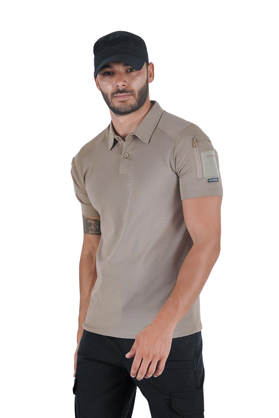 Combat Tactical Polo T-Shirt Kısa Kol - Bej