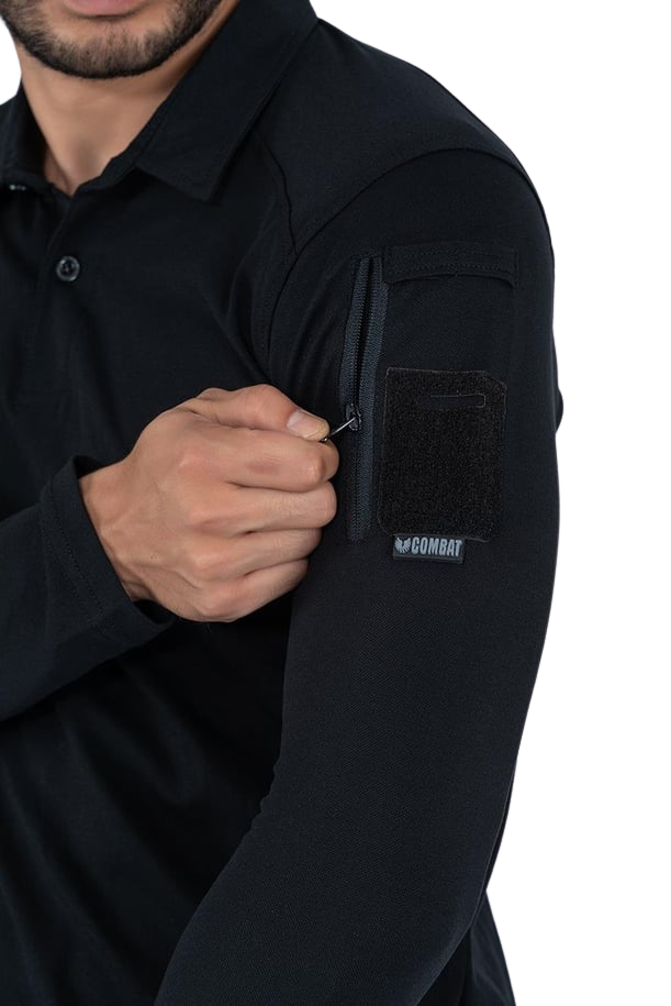 Combat Tactical Polo T-Shirt Uzun Kol - Siyah