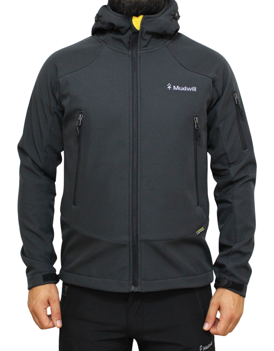 Mudwill Kapşonlu Softshell Mont Ceket – Antrasit | 10.000 mm Su Geçirmez & Rüzgar Koruma