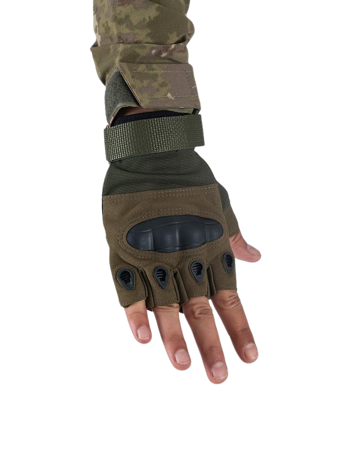 Combat Tactical Outdoor Kesik Parmak Eldiven - Haki