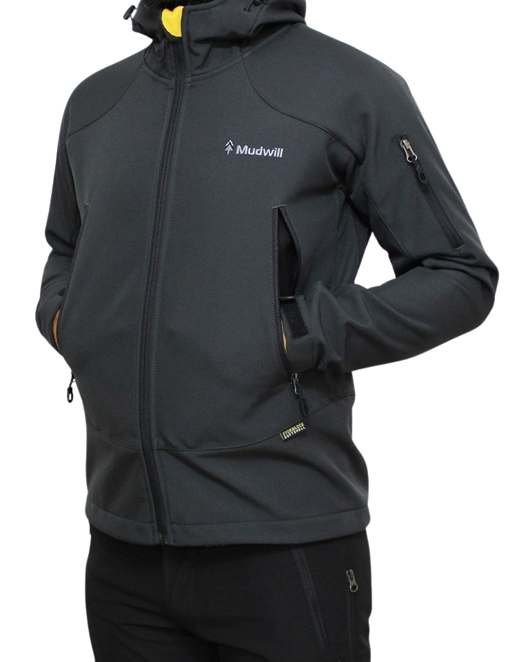 Mudwill Kapşonlu Softshell Mont Ceket – Antrasit | 10.000 mm Su Geçirmez & Rüzgar Koruma
