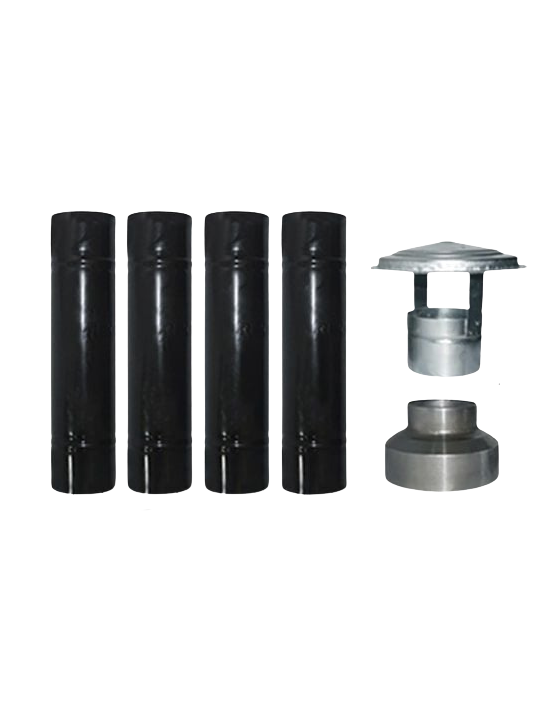 EgeCamp® Kamp Sobası Baca ve Aksesuar Seti (4 Parça Boru + Şapka + Redüktör)