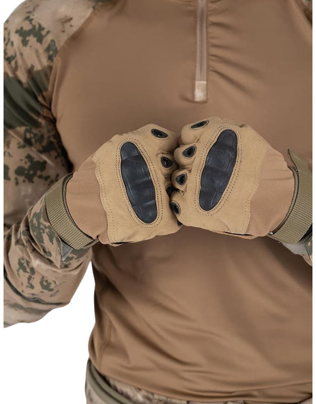 Combat Tactical Outdoor Kesik Parmak Eldiven - Bej