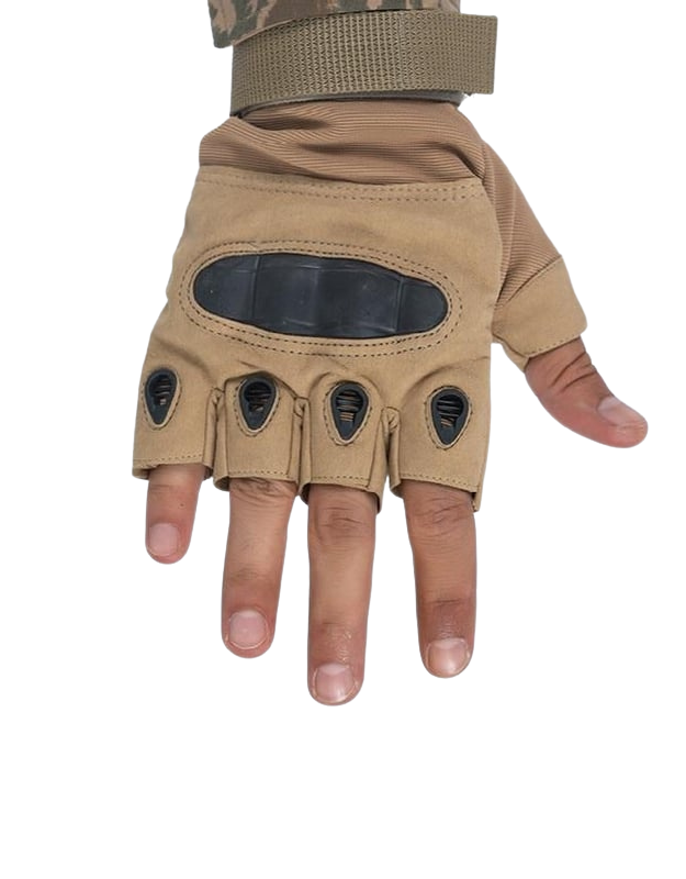 Combat Tactical Outdoor Kesik Parmak Eldiven - Bej