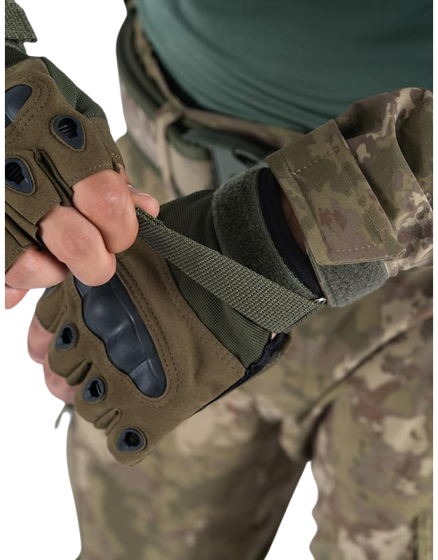 Combat Tactical Outdoor Kesik Parmak Eldiven - Haki