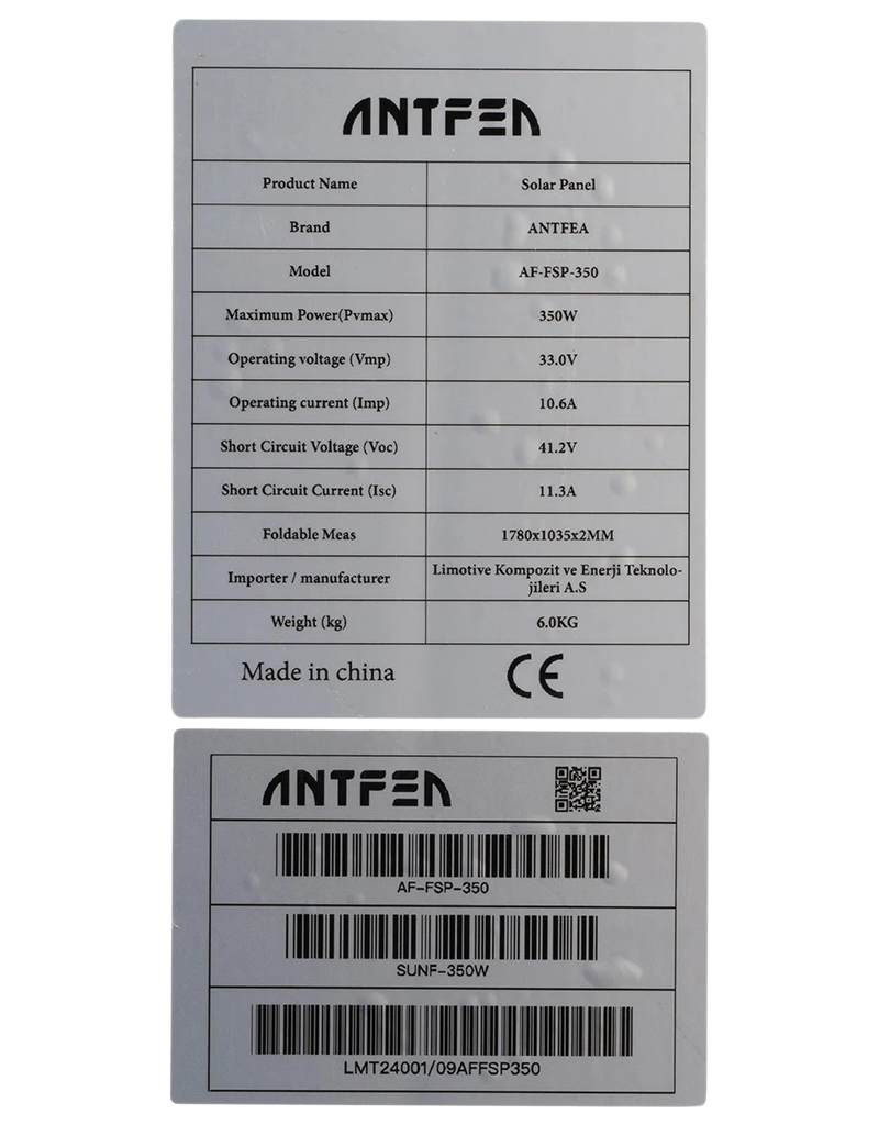 Antfea 350W Esnek Güneş Paneli – Katlanabilir & Eğri Yüzey Uyumlu