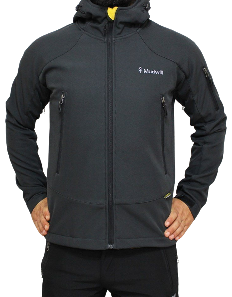 Mudwill Kapşonlu Softshell Mont Ceket – Antrasit | 10.000 mm Su Geçirmez & Rüzgar Koruma