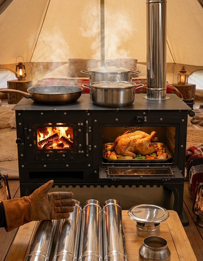 EgeCamp® Grand Geniş Kuzineli Çadır ve Kamp Sobası