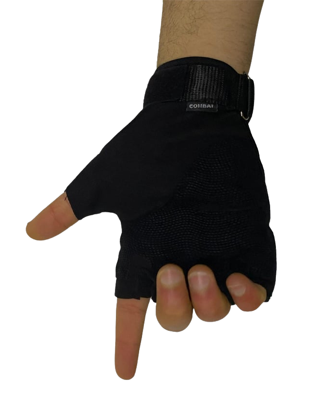 Combat Tactical Outdoor Kesik Parmak Eldiven - Siyah