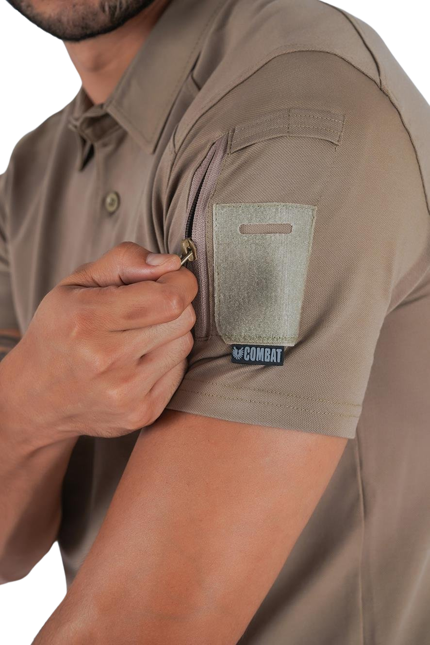 Combat Tactical Polo T-Shirt Kısa Kol - Bej
