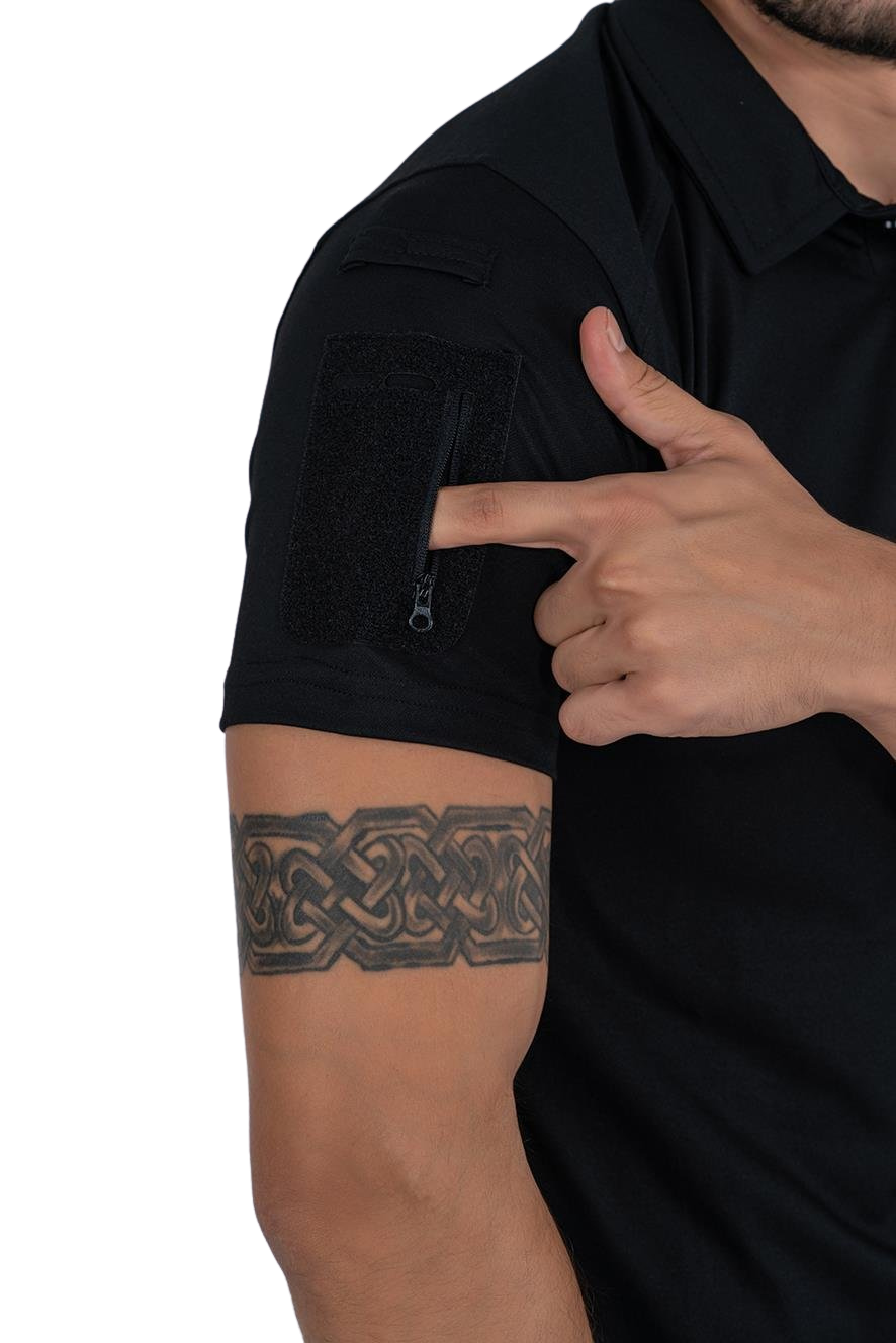 Combat Tactical Polo T-Shirt Kısa Kol - Siyah
