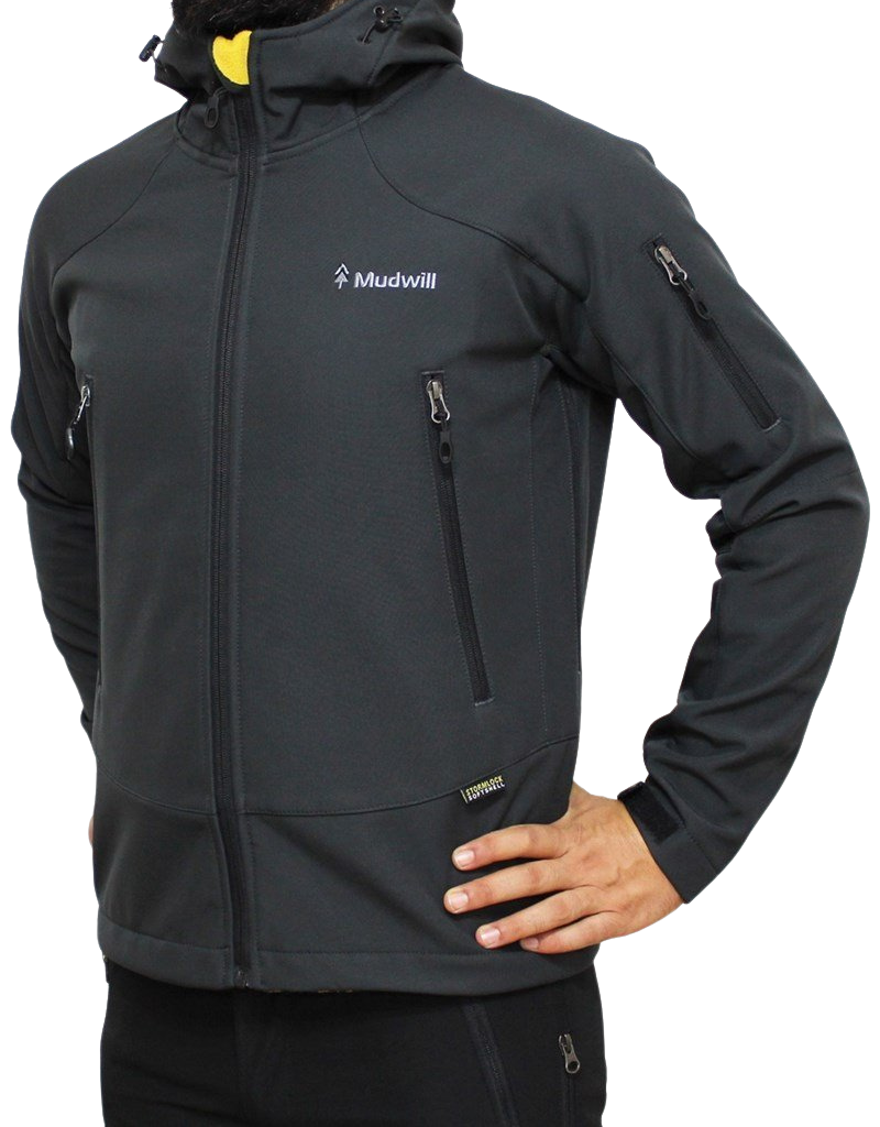 Mudwill Kapşonlu Softshell Mont Ceket – Antrasit | 10.000 mm Su Geçirmez & Rüzgar Koruma