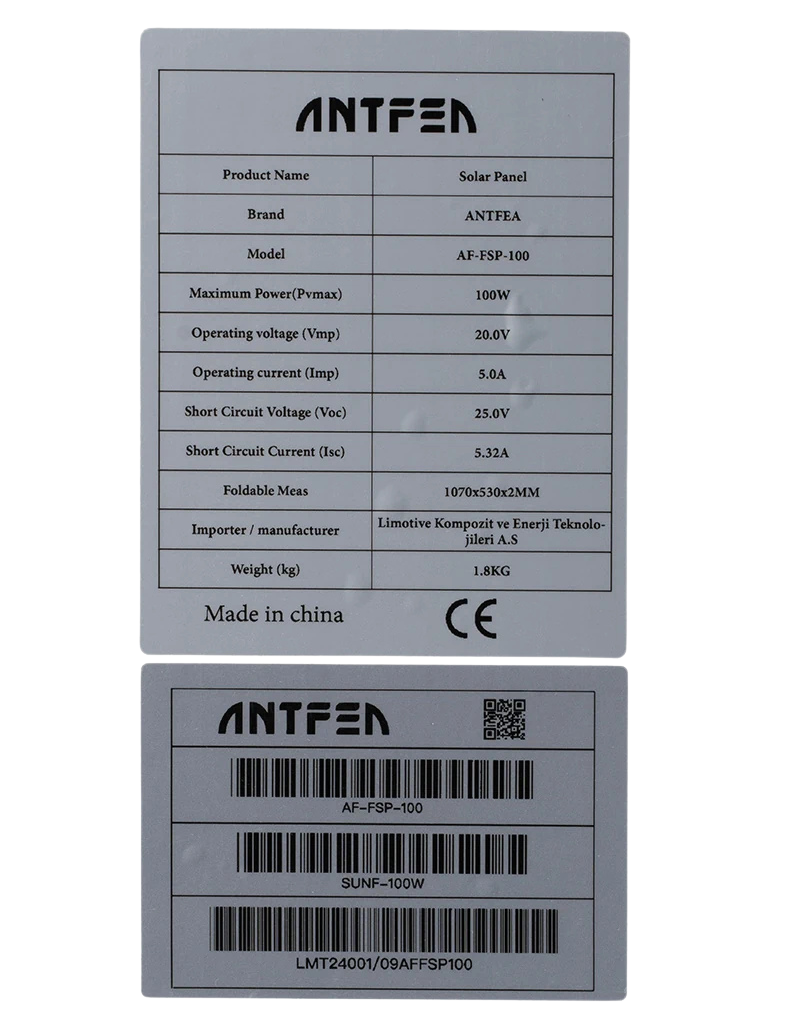 Antfea 100W Esnek Güneş Paneli – Katlanabilir, UM/Akıllı USB Çıkış & MC4