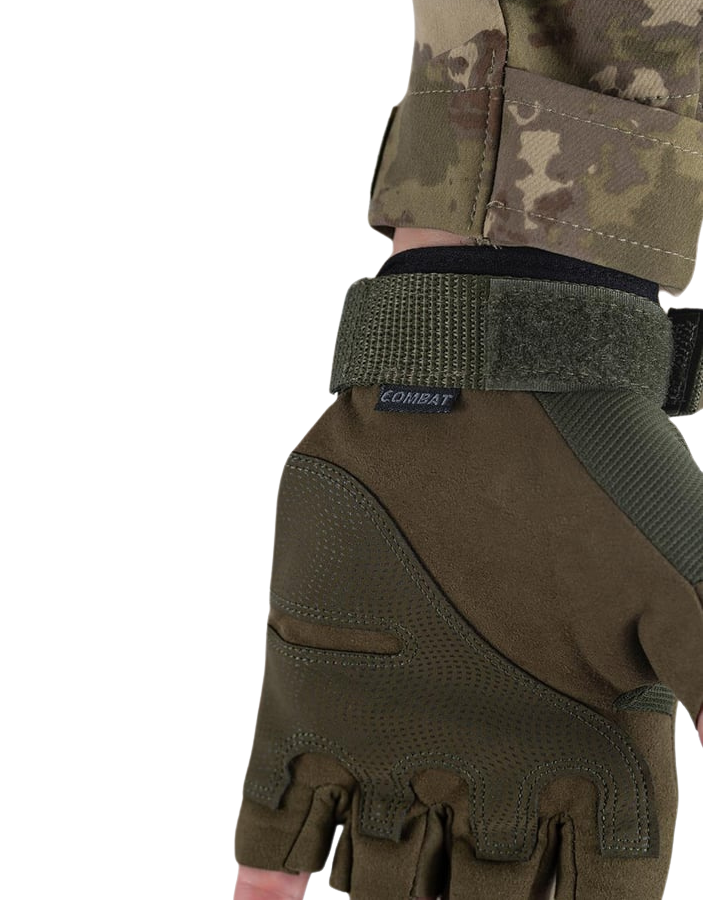Combat Tactical Outdoor Kesik Parmak Eldiven - Haki
