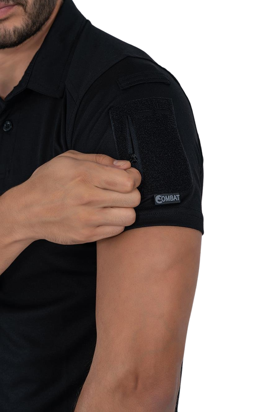 Combat Tactical Polo T-Shirt Kısa Kol - Siyah