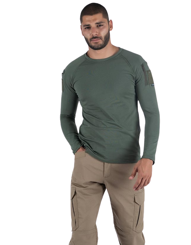 Combat Tactical T-Shirt Uzun Kol - Haki