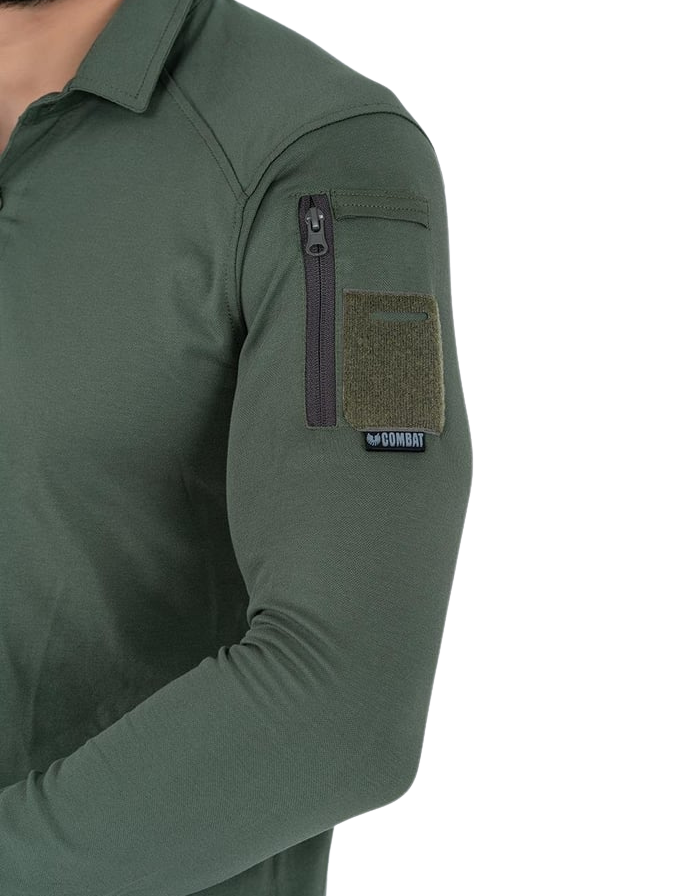 Combat Tactical Polo T-Shirt Uzun Kol - Haki