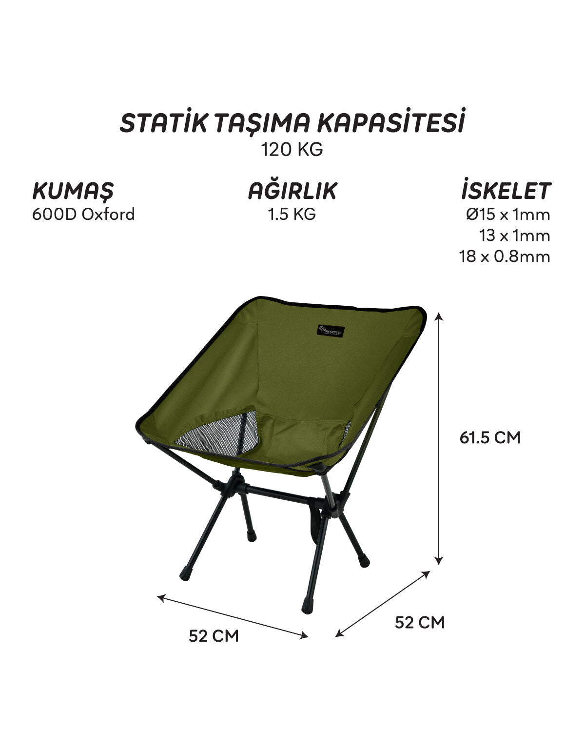 FreeCamp Jett Ultra Hafif Katlanır Sandalye - Haki