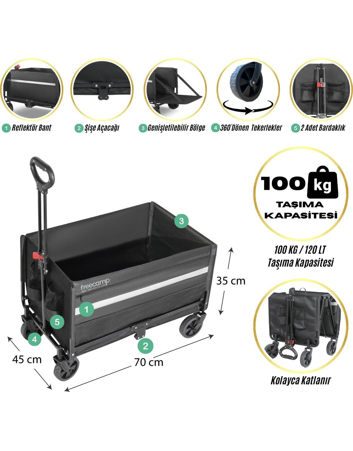 FreeCamp Nest 250 Katlanır Wagon Araba