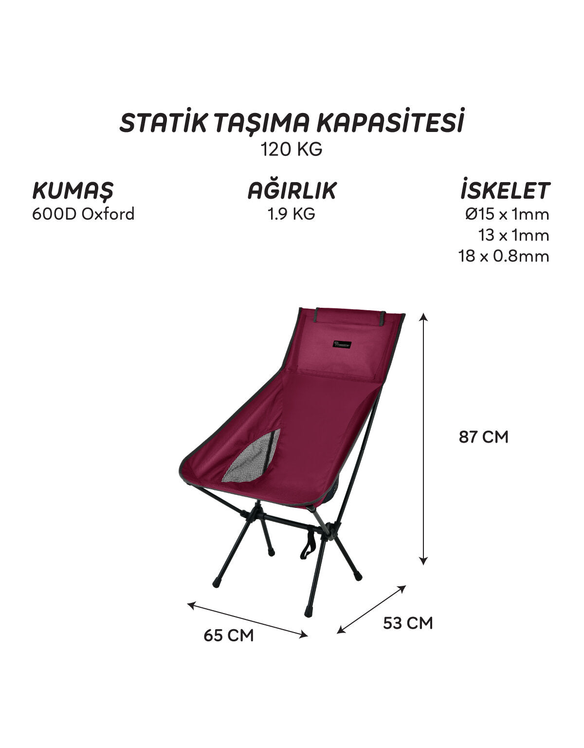 FreeCamp Waylay Katlanır Sandalye - Bordo