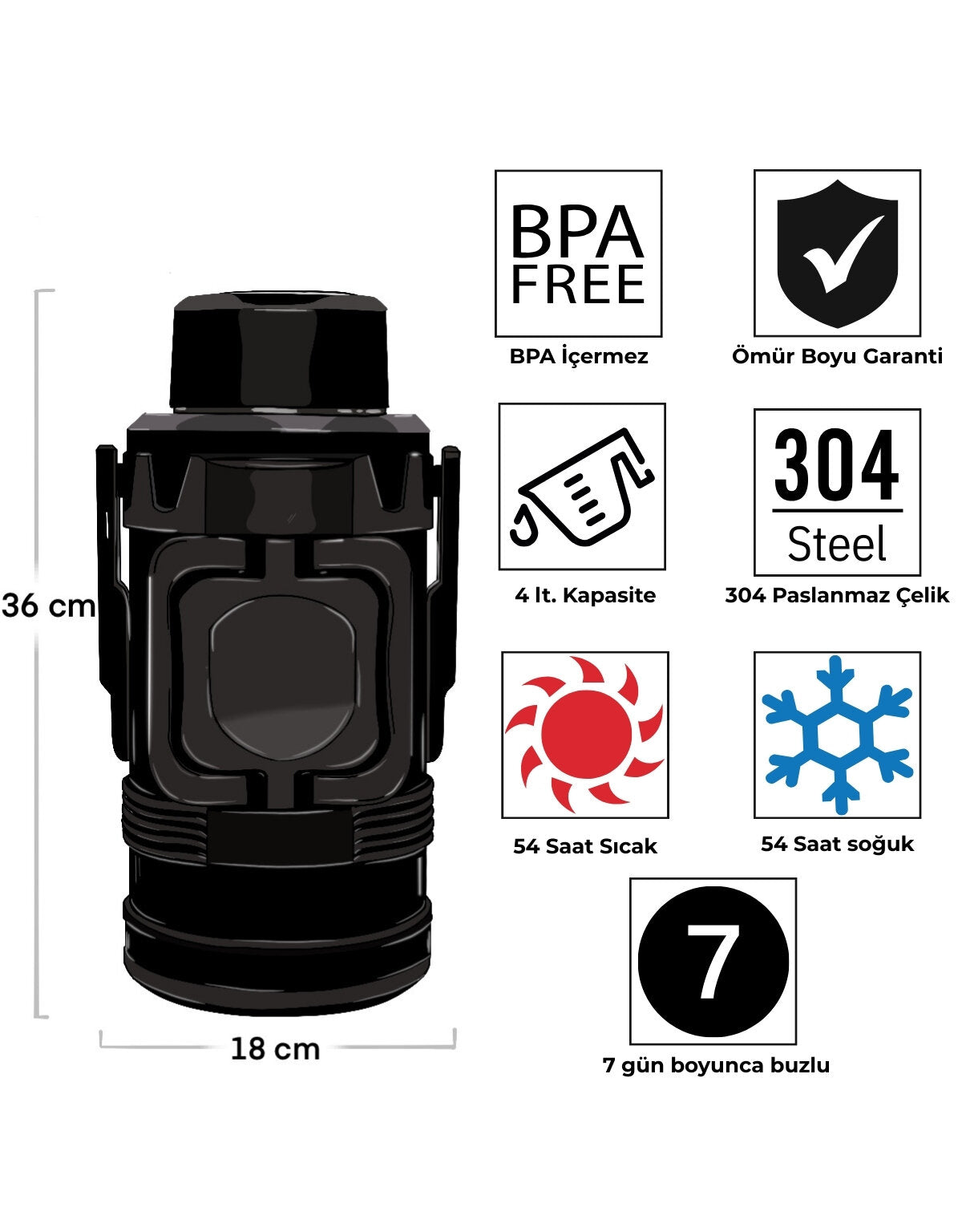 Igloo Big Barrel Termos 4 Litre – 54 Saat Isı Koruma, Paslanmaz Çelik