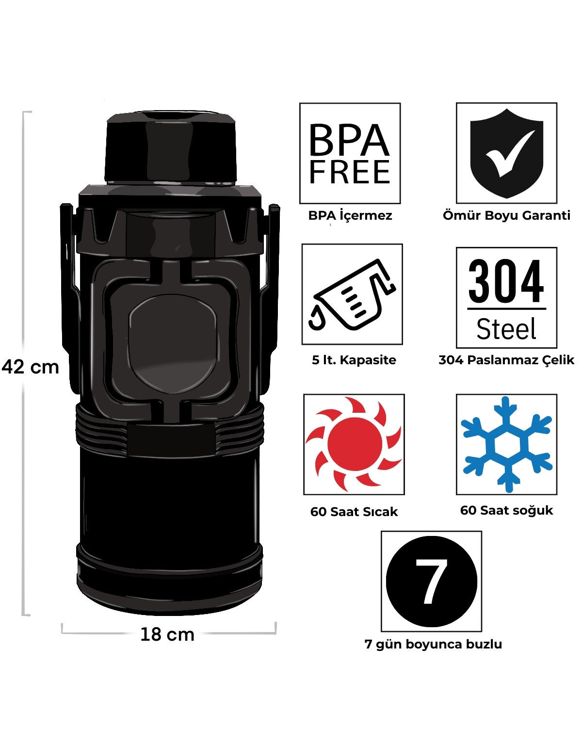 Igloo Big Barrel Termos 5 Litre – 60 Saat Isı Koruma, Paslanmaz Çelik