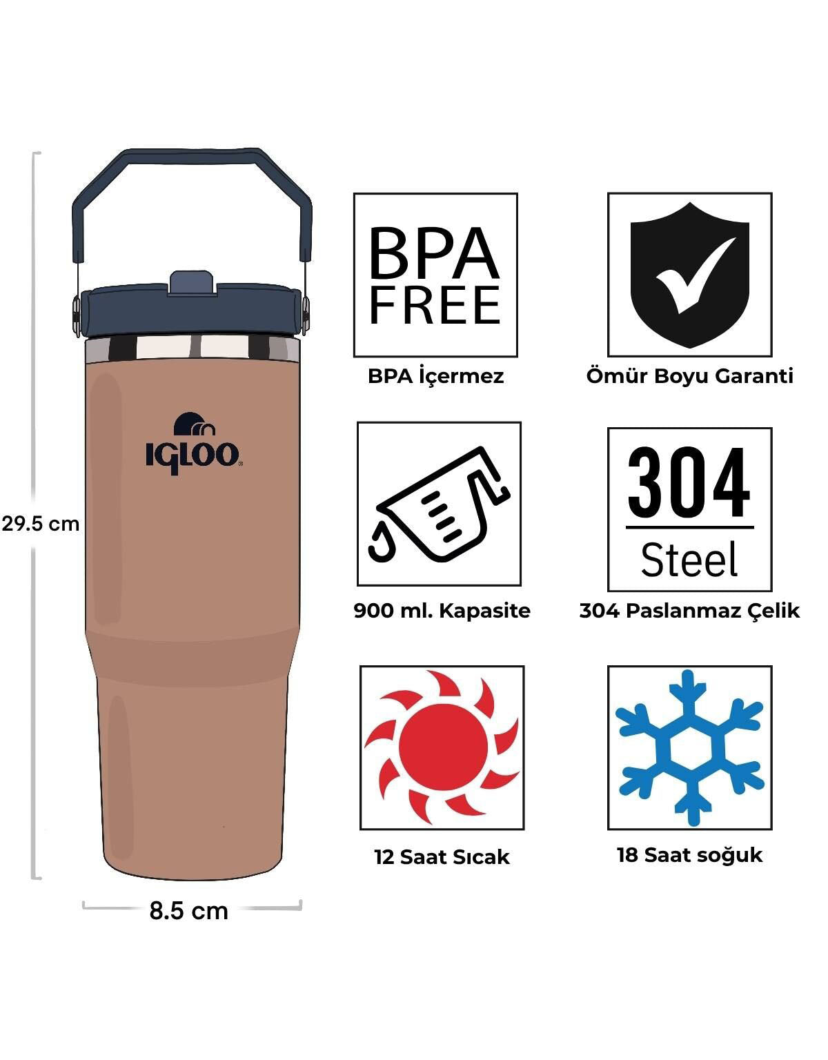 Igloo Powder Termos 900ml-Kahve Kayrak