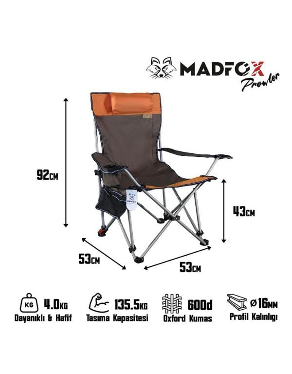Madfox Prowler Kademeli Ayak Uzatmalı Kamp Sandalyesi