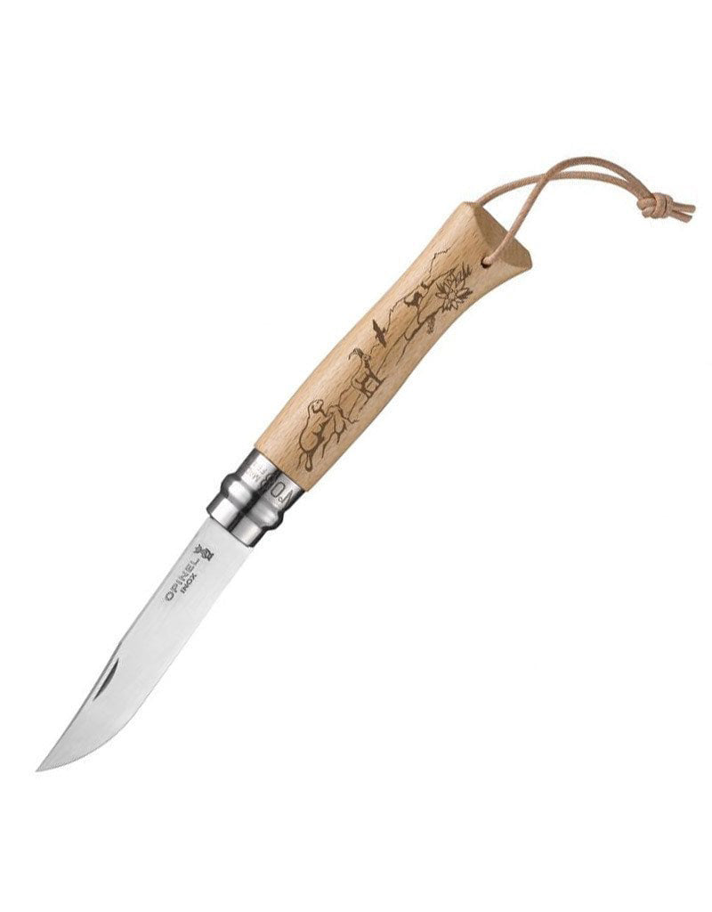 Opinel Inox Kayın Saplı İşlemeli 8 No Çakı (001641)