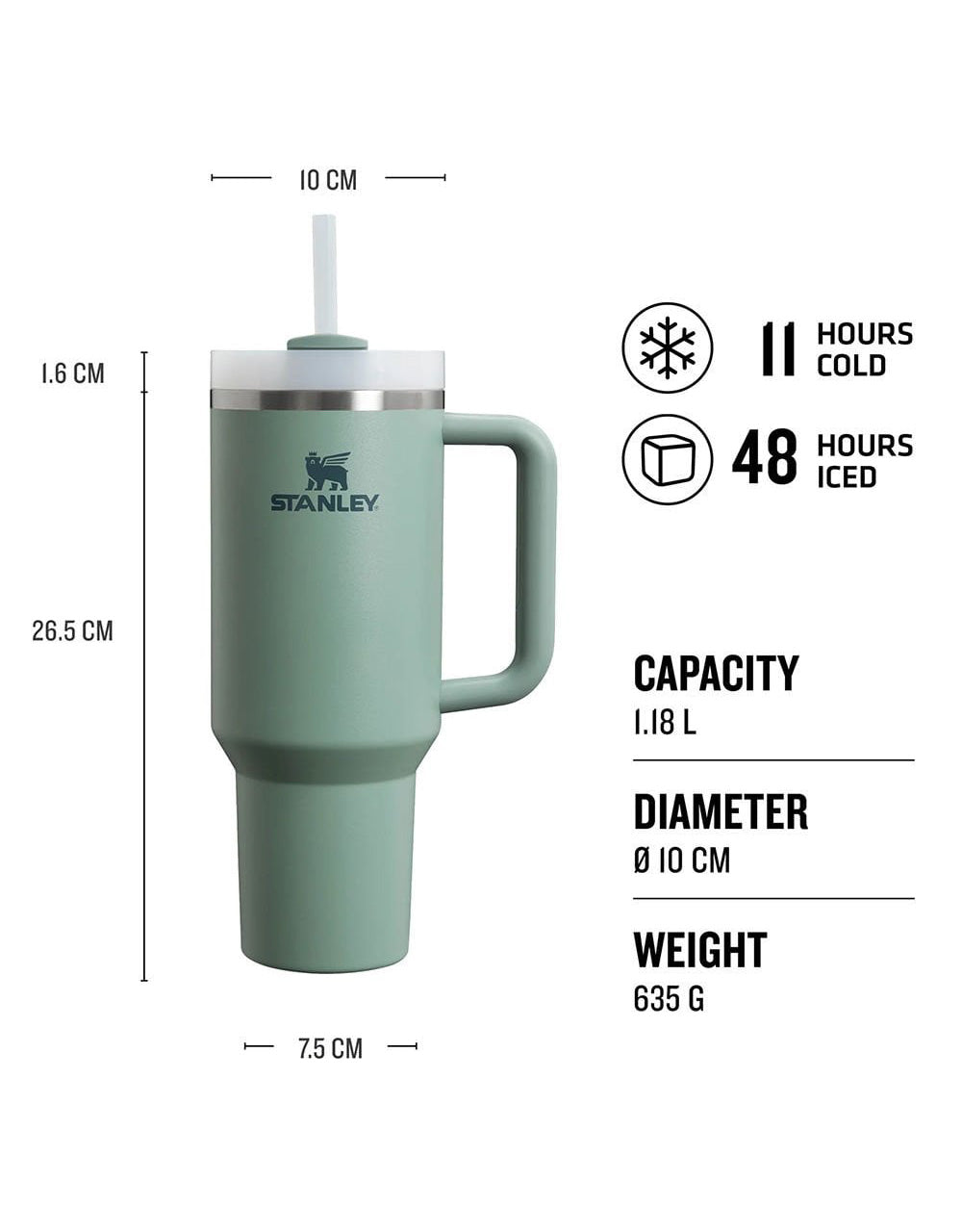 Stanley Quencher Pipetli Termos Bardak 1.18 Lt - Yeşil