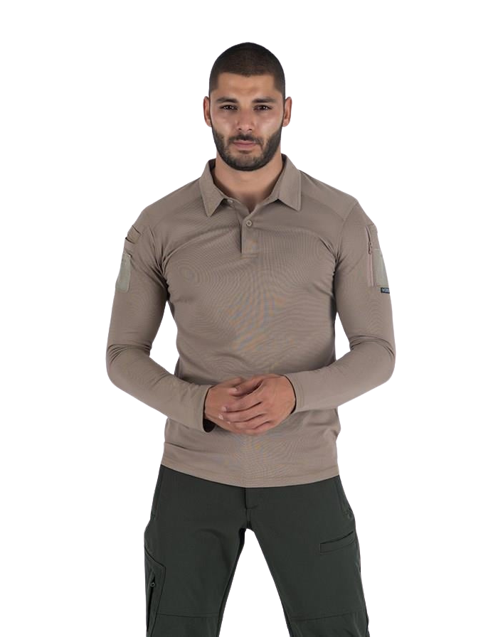 Combat Tactical Polo T-Shirt Uzun Kol - Bej