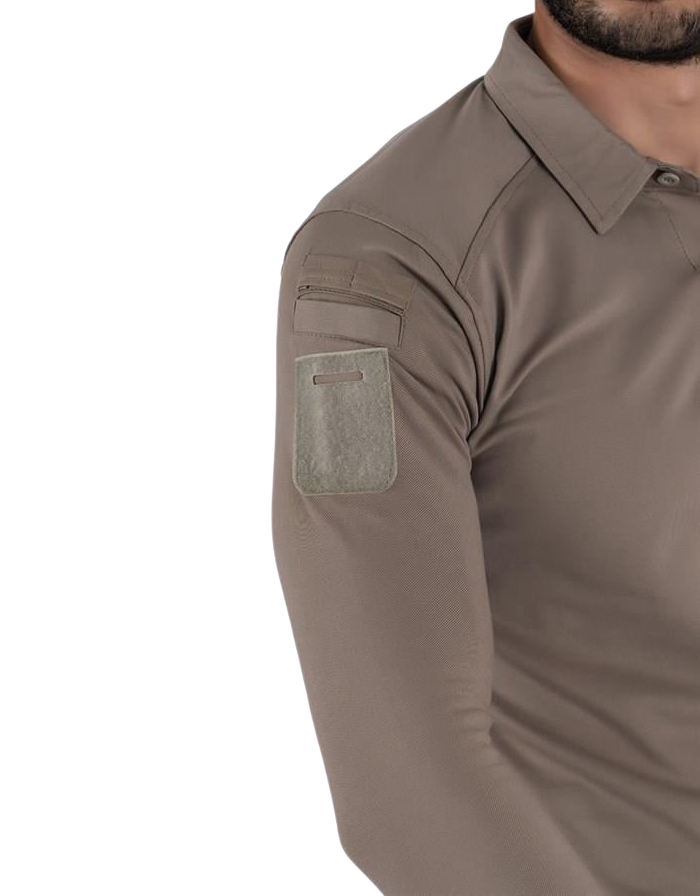 Combat Tactical Polo T-Shirt Uzun Kol - Bej