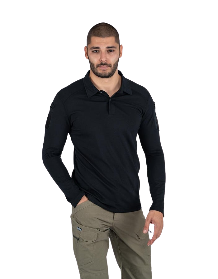 Combat Tactical Polo T-Shirt Uzun Kol - Siyah
