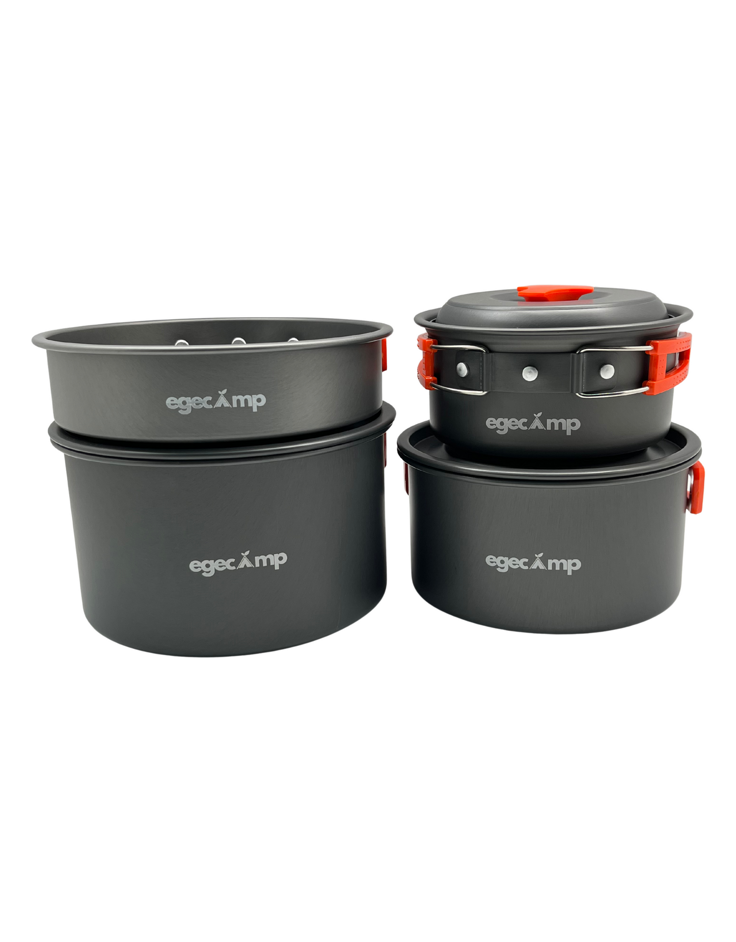 EgeCamp® Pro Ultimate Kamp Pişirme Seti (3 Tencere + 1 Tava) | 4-5 Kişilik Gurme Paket