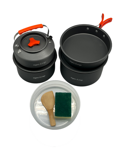 4-5 kişilik aile boyu kamp mutfak seti iç içe geçen tasarım