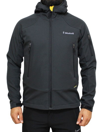 Mudwill Kapşonlu Softshell Mont Ceket – Antrasit | 10.000 mm Su Geçirmez & Rüzgar Koruma
