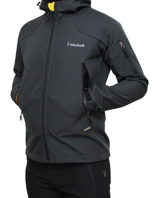 Mudwill Kapşonlu Softshell Mont Ceket – Antrasit | 10.000 mm Su Geçirmez & Rüzgar Koruma