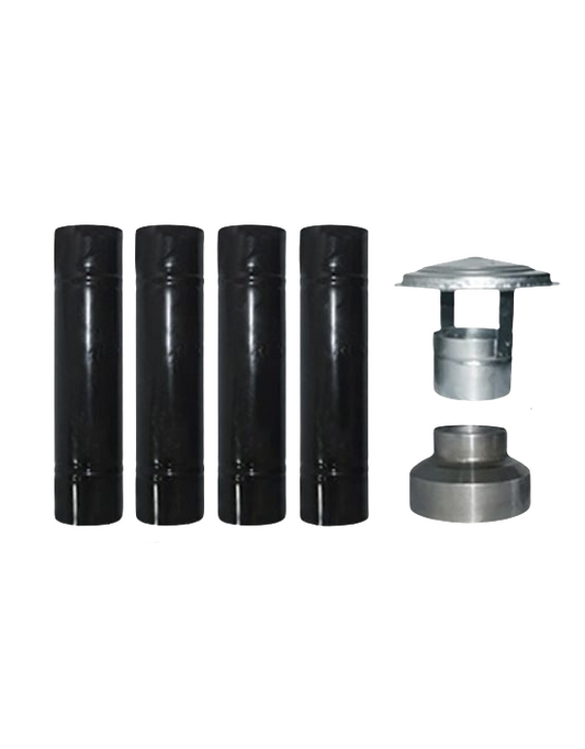 EgeCamp® Kamp Sobası Baca ve Aksesuar Seti (4 Parça Boru + Şapka + Redüktör)