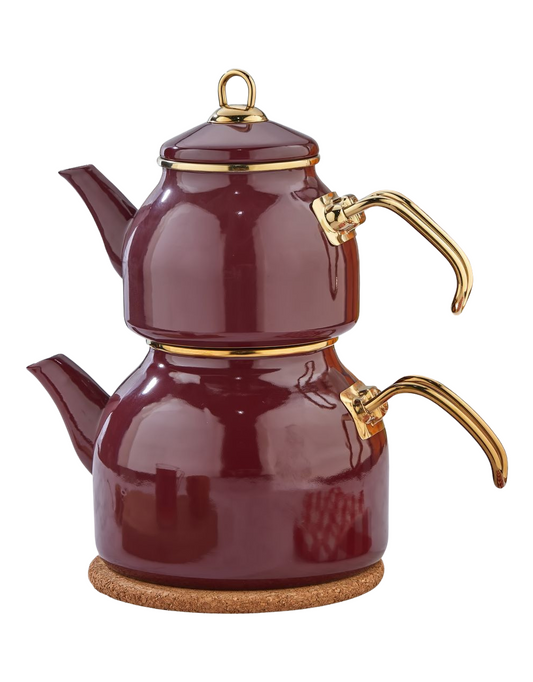 Emaye Çaydanlık 3 Parça Set – 1 + 2 Litre