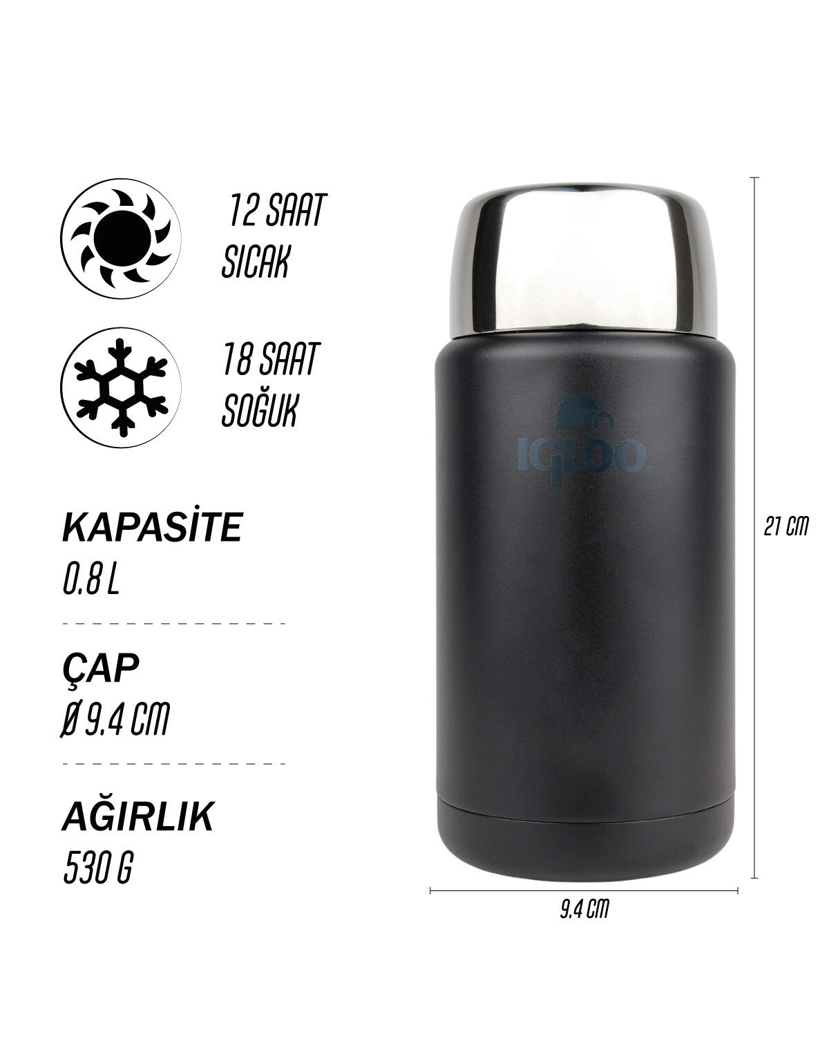 800ml geniş hacimli yemekleri sıcak tutan kamp termosu