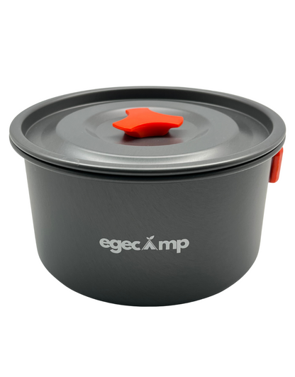 EgeCamp® Pro Max Kamp Pişirme Seti (2 Tencere + Tava + Çaydanlık) | 4-5 Kişilik Büyük Boy