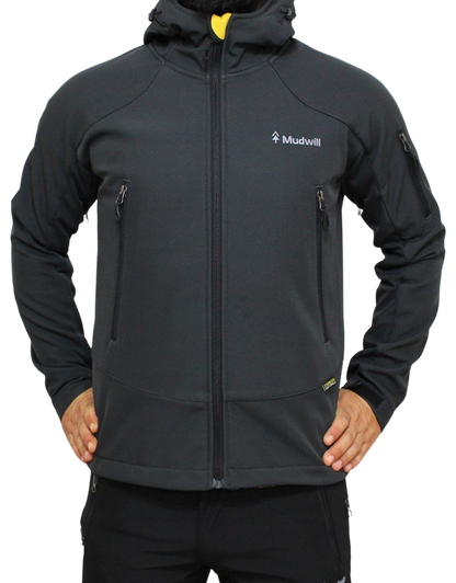 Mudwill Kapşonlu Softshell Mont Ceket – Antrasit | 10.000 mm Su Geçirmez & Rüzgar Koruma