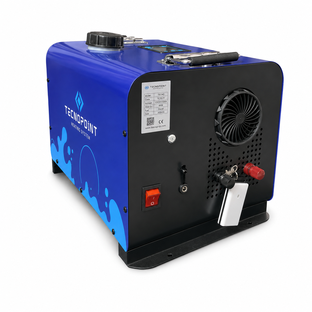 Tecnopoint 8kW Taşınabilir Lityum Akülü Dizel Isıtıcı - Dahili Bataryalı 12V / 24V / 220V