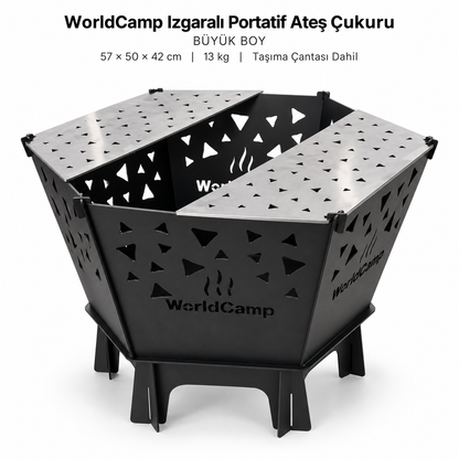 WorldCamp Izgaralı Portatif Ateş Çukuru – Büyük Boy