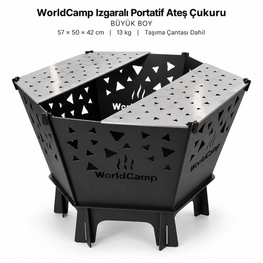 WorldCamp Izgaralı Portatif Ateş Çukuru – Büyük Boy
