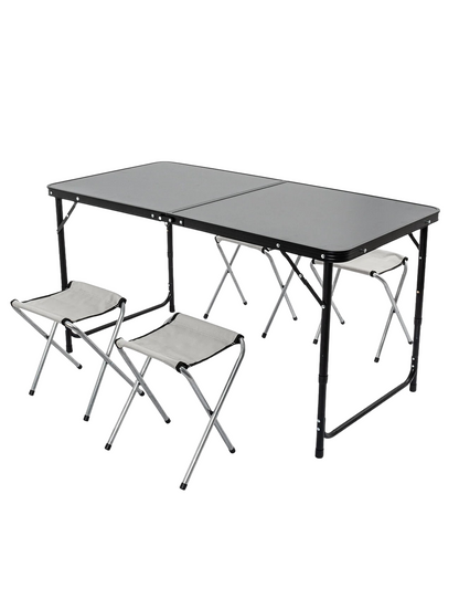 Elevate Plus Katlanabilir Kamp Masası Seti - 4 Tabureli