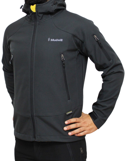 Mudwill Kapşonlu Softshell Mont Ceket – Antrasit | 10.000 mm Su Geçirmez & Rüzgar Koruma