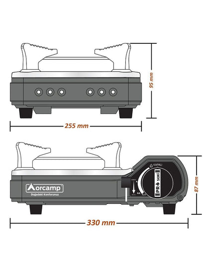 Orcamp Tekli Portatif Kamp Ocağı - Gri